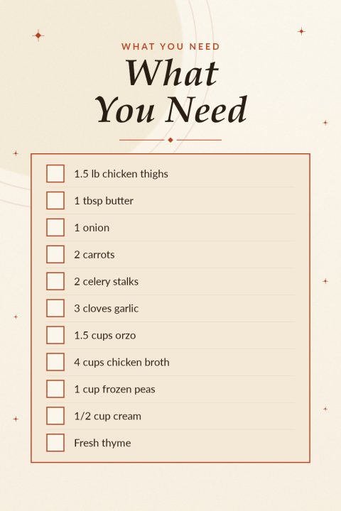 One Pot Chicken Pot Pie Orzo recipe