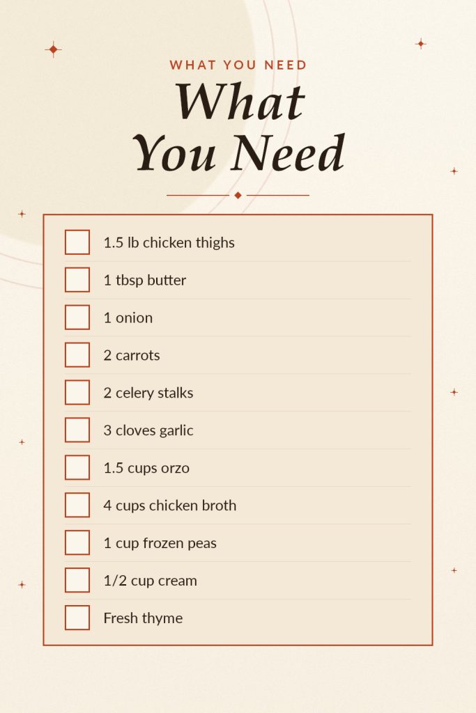 One Pot Chicken Pot Pie Orzo recipe