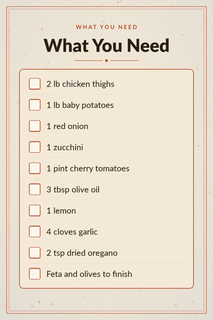Greek Sheet Pan Chicken Dinner recipe